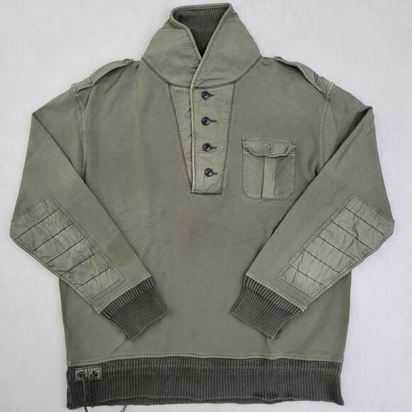VTG Y2K Military Polo Ralph Lauren Pocket Shawl Sweatshirt XL Tall
